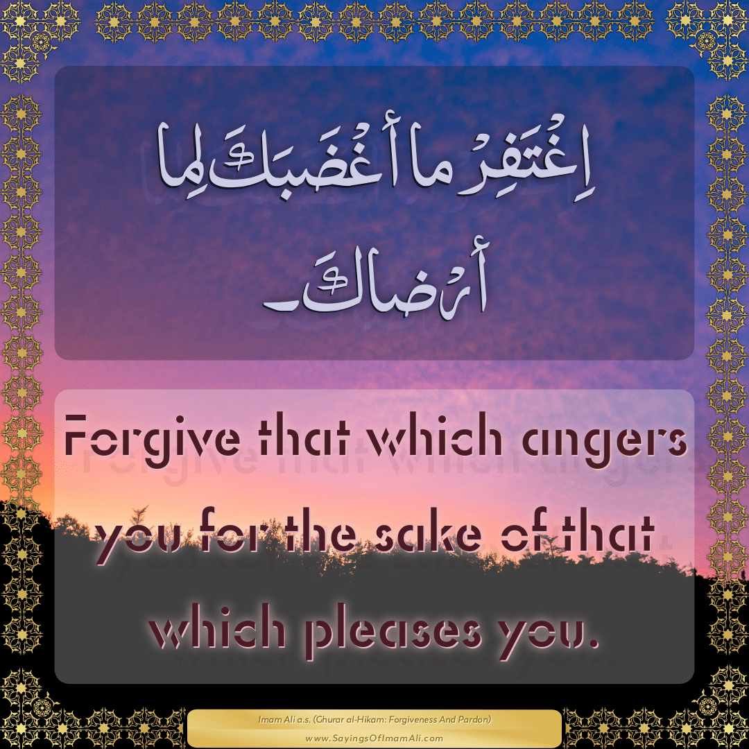 Forgive that which angers you for the sake of that which pleases you.